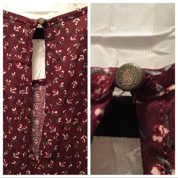 Eyeshadow Burgundy Floral Swing Dress, Size M - Picture 6 of 8